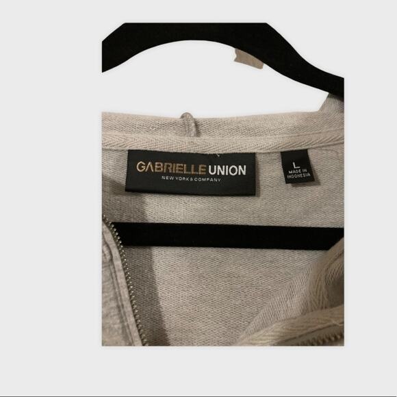Gabrielle Union Gray Hooded Sweatshirt Dress Sz L - Picture 3 of 5